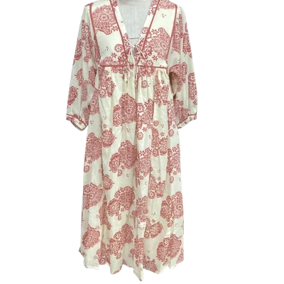 NEW - Adrift Signature  Size XS Casual 3/4 Sleeve Dress Beige / Brown 