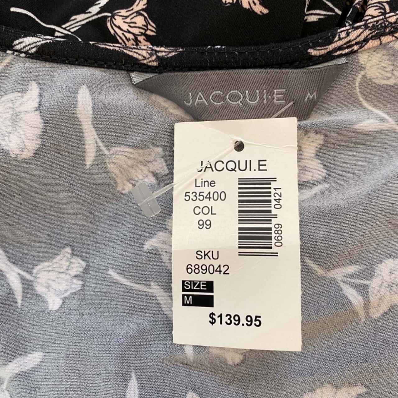 JacquiE Black/Floral Wrap Dress Size M (s)