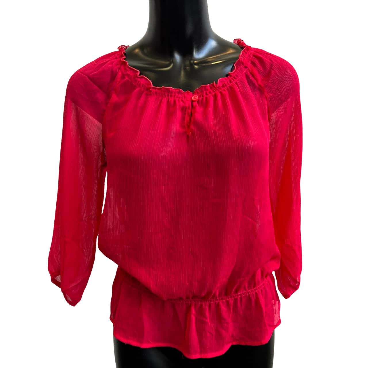 Old Navy Womens Size M 3/4 Sleeve Sheer Blouse Red(s)