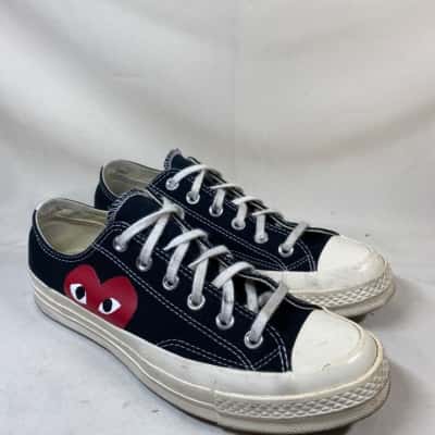CONVERSE X COMME DES GARCONS PLAY SNEAKERS LACE UP HALF HEART BLACK 9/40