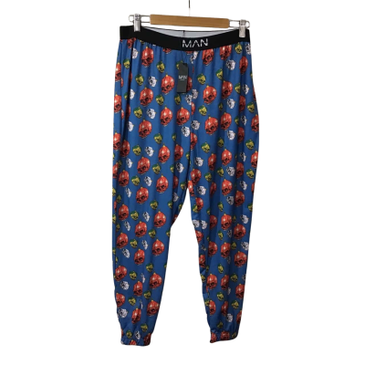 Boohoo Man Mens Size XL Blue / Multicoloured Christmas Skull Print Pyjama Pants (new)