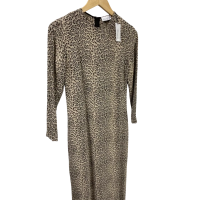Raey  Womens  Size 6 Long Sleeve Dress Animal print / Beige 