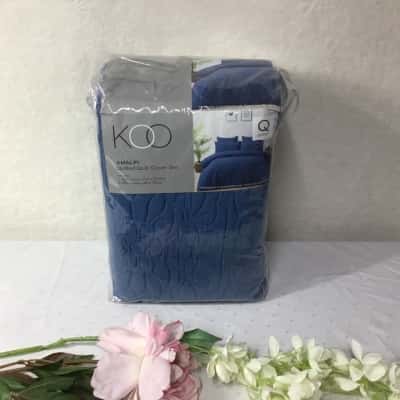 KOO “Amalfi” Blue Quilted Queen Size Quilt Cover Set (new)
