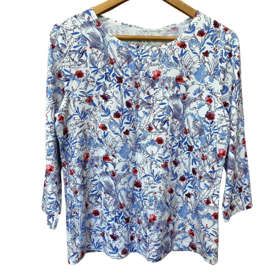 Sportscraft White/Blue Floral Top Size M
