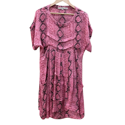 Lane Palmer Green Womens Size XS Snake Print Pink Silk Dress  
