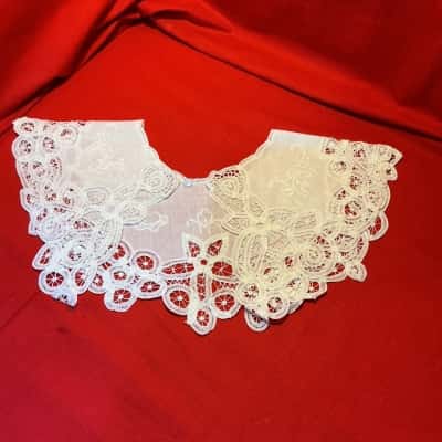 Vintage Hand-Embroidered Battenberg Lace Bodice/Detachable Collar