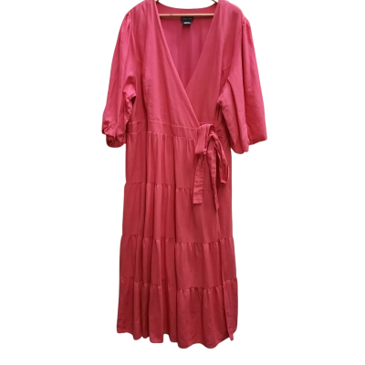 City Chic English Rose Linen-Blend Midi Dress in Size L