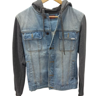 Elwood Mens  Size M Denim Jacket/hoodie Blue / Grey 