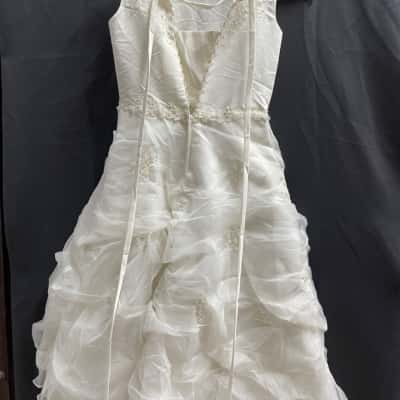 Maxii A-Line White Dress with Lace Up Back