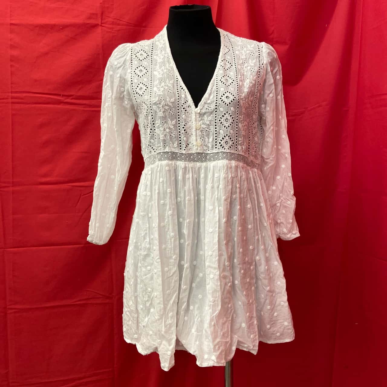 green emerald velvet dress ZARA White Embroidered Ruffle Short Dress UK XS  Reliked