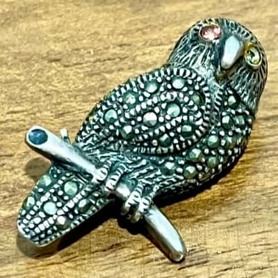 Vintage Marquisette Owl Brooch- hallmark stamped