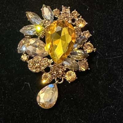 Rhinestone Womens Brooch Gold / Yellow 