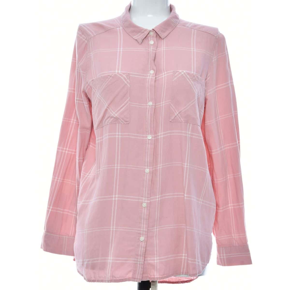 H&M Womens Size 42 Checked Long Sleeve Shirt Pink (s)