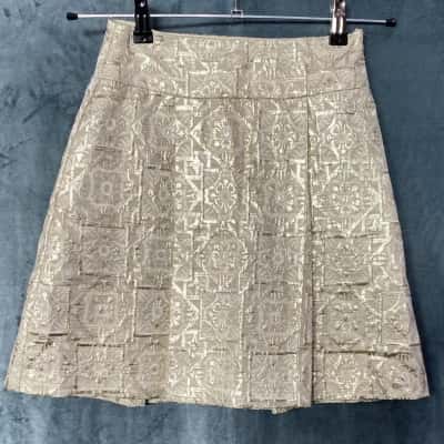 Diane Von Furstenberg Womens  Size 2 A-Line Skirt Gold / Pattern 