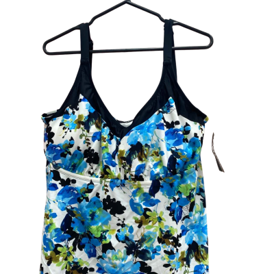  Womens  Size 24 Bikini Top Black  / Blue / Floral / White / Yellow 