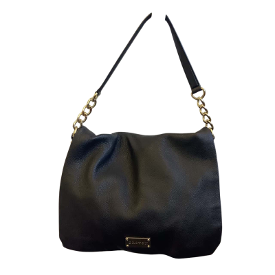 Oroton Womens Textured Front Flap Chain Link Handbag Black