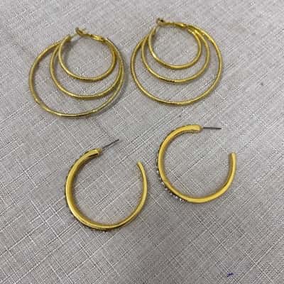 Unbranded Women's Latch-back Hoop Earrings 2 Pairs Costume Earrings 