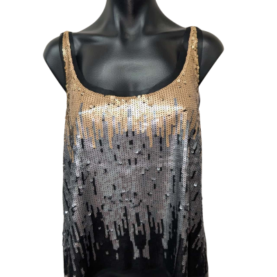  Hunt No More Womens Size 10 Black / Silver / Gold Sequin Tank Top 
