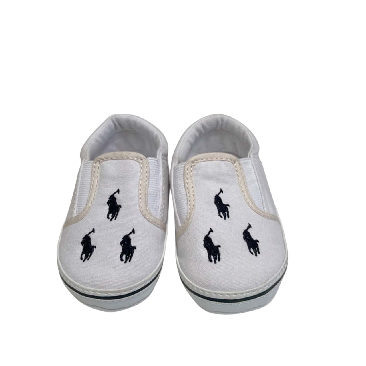 Polo Ralph Lauren Toddler Canvas Shoes White/Black Logo New US4