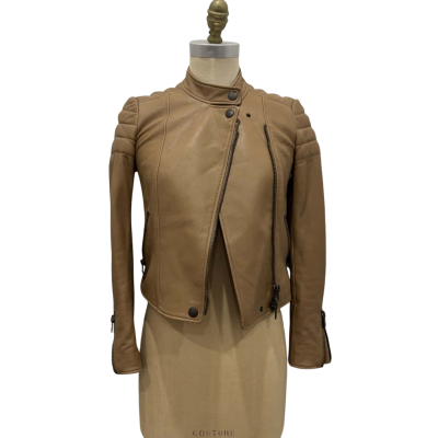 Coach Womens  Size 00 Leather Jacket Brown 