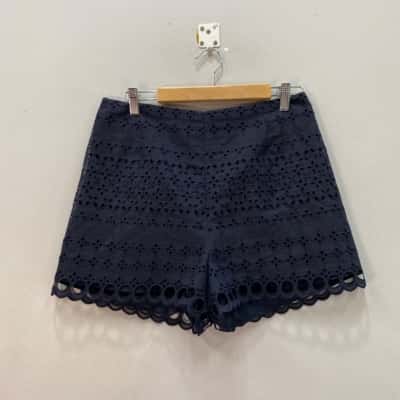 Seed Heritage Womens  Size 10 High Wasted Lace Overlay Shorts Deep Navy Blue 
