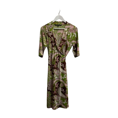 Charlie Brown Womens  Size 14 Wrap Dress Floral / Green / Pattern 