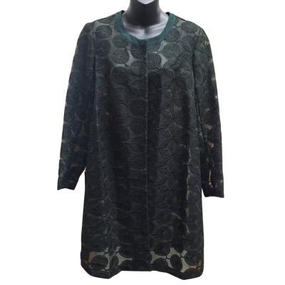 THE ARK Floral Applique Embroidered Semi Sheer Long Line Jacket in Size S
