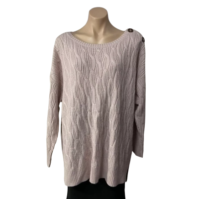Sussan Womens Size XXL Pale Dusty Pink Cable Pattern Boat Neck Jumper 