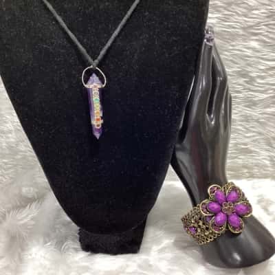  Womens Cuff Bracelet & Pendant Necklace 