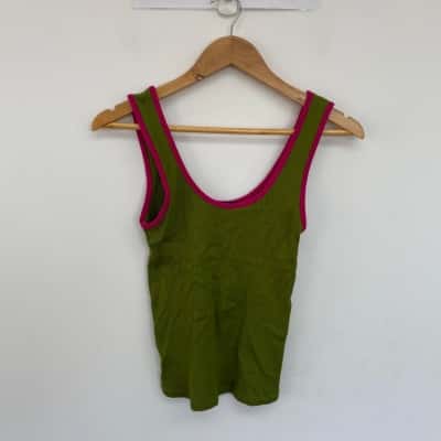 Piombo Green Ribbed Tank Top  Size S 