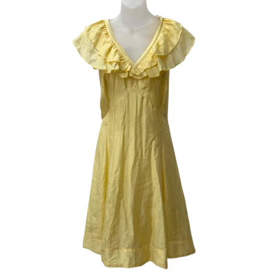 Tokito - Women's Ruffle V-Neck Dress in Light Yellow 