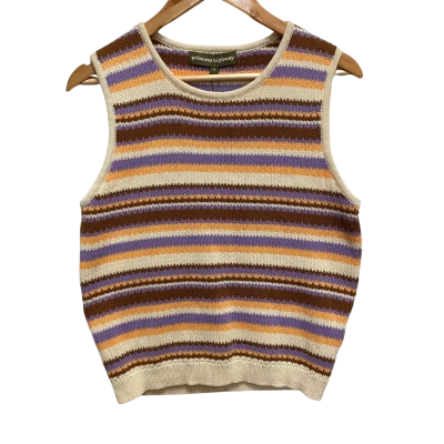 Princess Highway Choco Multi Sunset Stripe Knit Tank Vest Size 10