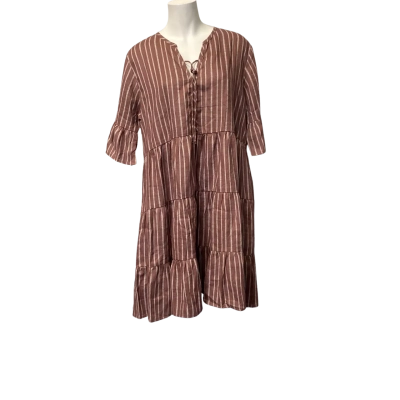 Adrift Womens Linen Dress Size XL Brown 