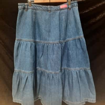 Gorman Tiered Denim Skirt Size 14