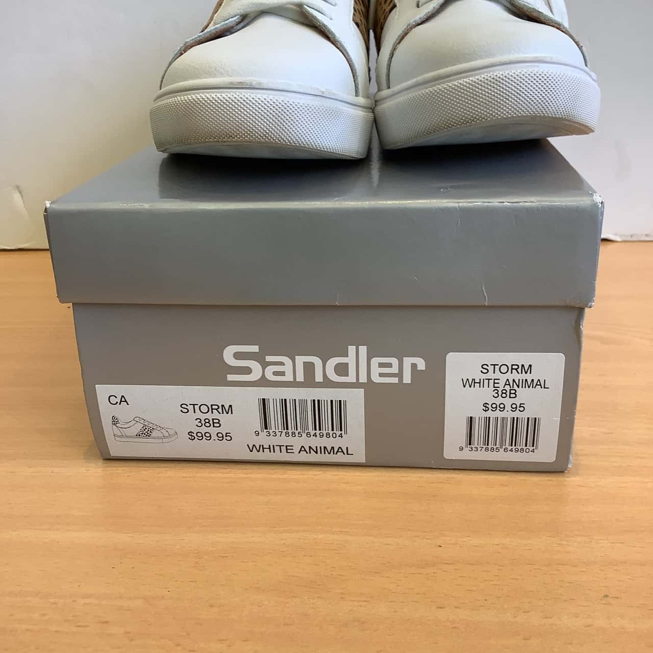 In Original Box Sandler Women's Size 38 Leather Sneakers White Animal ...