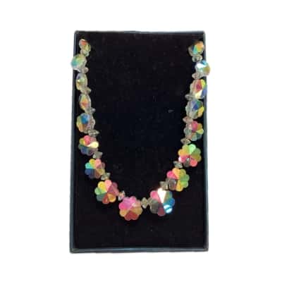  Womens Vintage Necklace Floral Crystal Multicoloured 