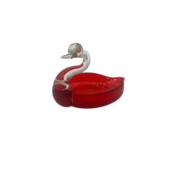 Red Glass Swan Trinket Dish
