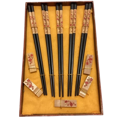 Japanese Cherry Blossom Chopsticks - new in Wooden Box