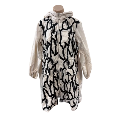 Pelle Italia Light Beige and Black Patterned Windbreaker Hooded Jacket (Size S)