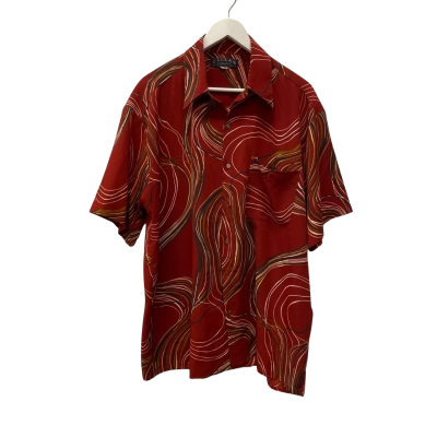 Vintage Callan Mens  Size XXL Short Sleeve Shirt Maroon / Pattern 