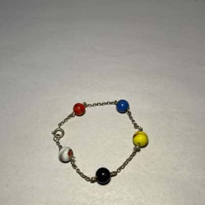 Multi coloured 925 glass beaded necklace 