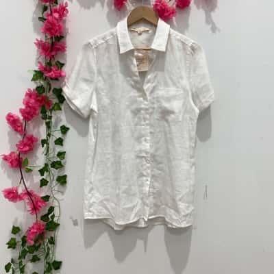 Noni B Womens  Size 12 Short Sleeve Shirt White 