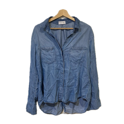 Bella Dahl Womens Long Sleeve Shirt  Size L Button Up Blue 