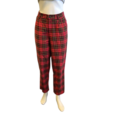 Dangerfield Women's Size 28 High Waist Ankle Pant Red & Black Tartan 