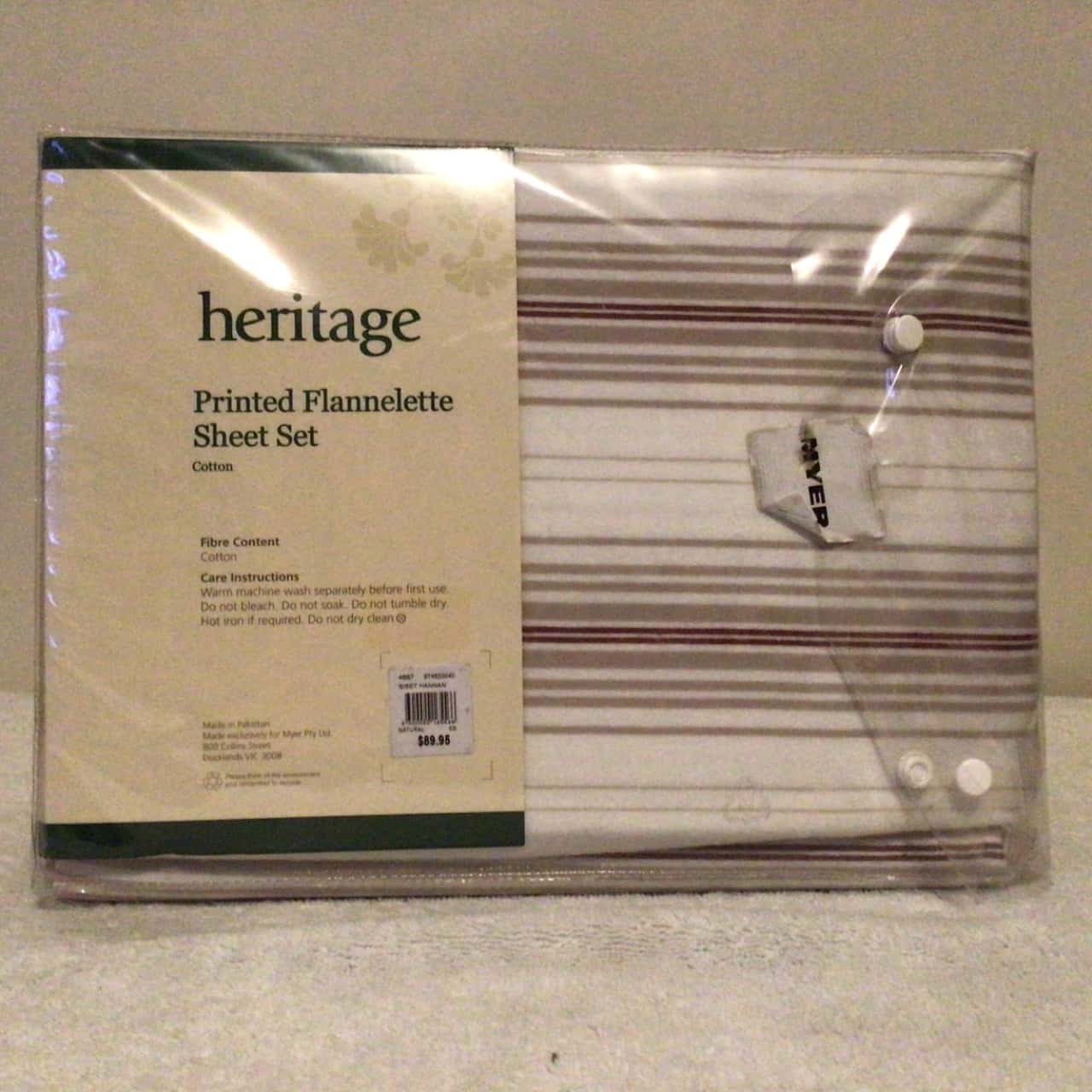 BNWT MYER HERITAGE SINGLE BED PRINTED FLANNELETTE RRP SHEET SET RRP 89.95
