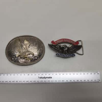 Vintage Harley-Davidson Australia ACME Belt Buckle & USA Eagle Buckle Lot