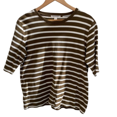 Trenery T-Shirt Size XL Khaki / Striped 