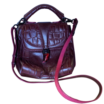 Mimco Womens Leather Cross Body Bag Maroon/ Burgandy 