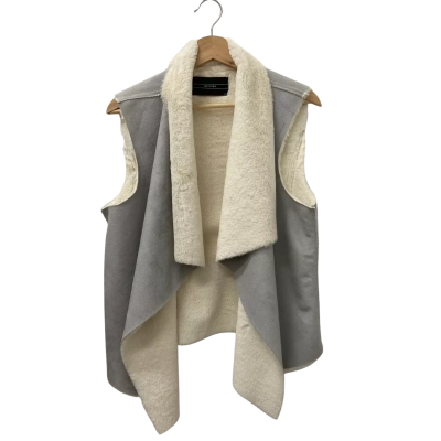 Decjuba Womens  Size M/L Sleeveless Fleece Jacket Cream / Grey 