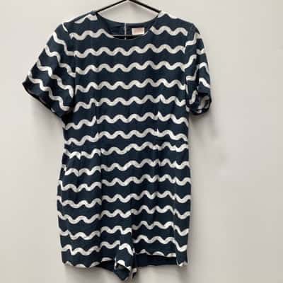 Gorman Womens  Size 12 Short Sleeve Playsuit Blue / Pattern 